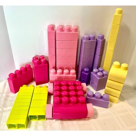 Pastel 80 Mega Blocks pastel colors with build on car build stack - Picture 1 of 6